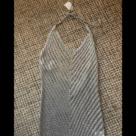 🚨NWOT LAST 1 Silver Metallic Halter Dress - Picture 5 of 5